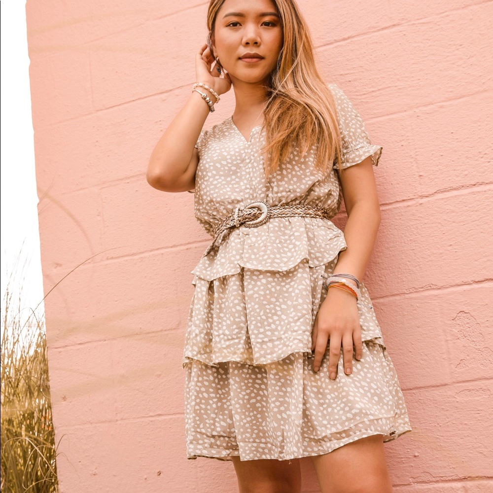 Showpo Triple Letter Dress In Green Spot